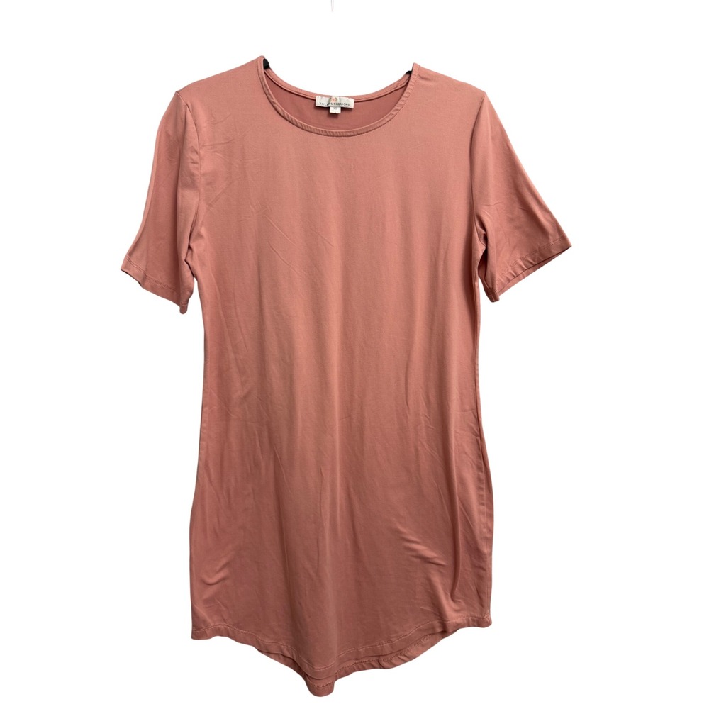 Baileys Blossoms Womens XS Mauve Pink Short Sleeve Curved Hem T-Shirt Dress